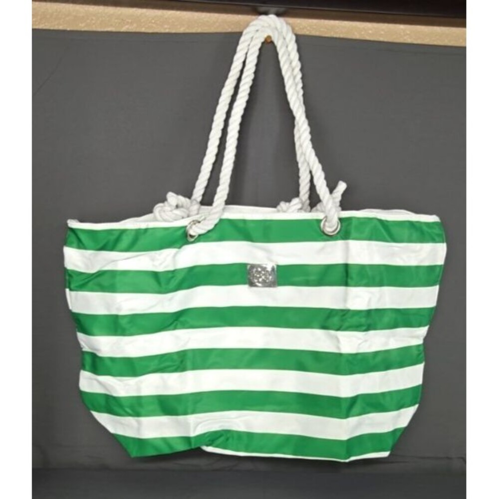 NWT Bang & Carsen Large Green Striped Beach Bag Rope Handles RV $59